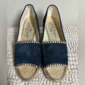 Jack Rogers 1960‎ Navy and Gold Espadrilles, Size 7
